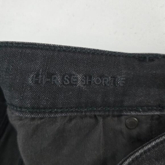 American Eagle Hi-Rise Shortie Women's 8 Black Distressed Denim Jean Shorts 6245 - Picture 9 of 11